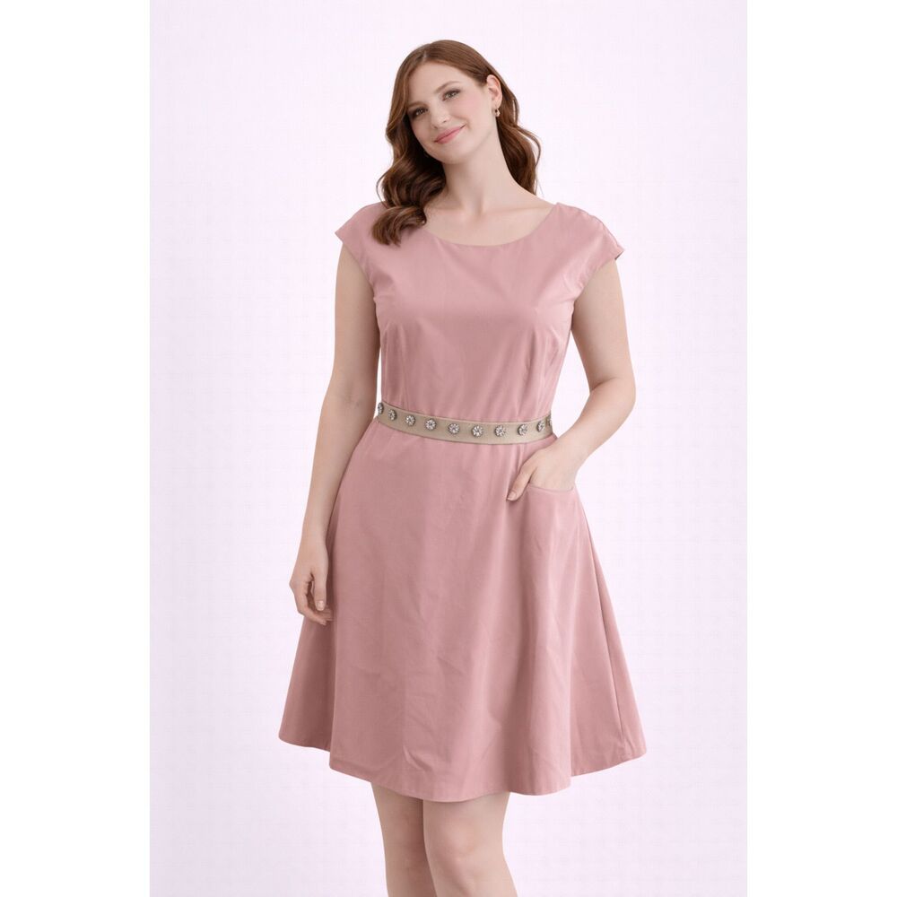 Max Mara Weekend Fit & Flare Cap Sleeve Dress Pink 8
